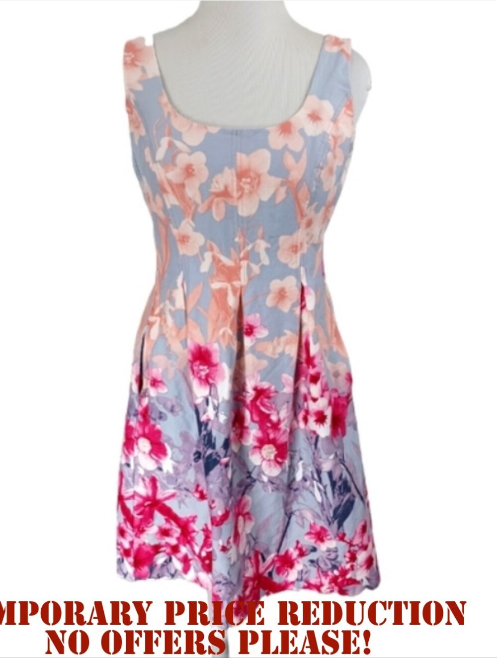 NINE WEST FIT AND FLARE FLORAL DRESS SIZE 14